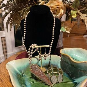 Arrowhead Necklace Set Glass Beads Handcrafted Jasper Earrings 925